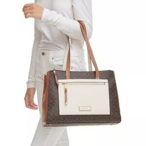 NEW CALVIN KLEIN Hadley Signature Colorblocked Triple Compartment Tote